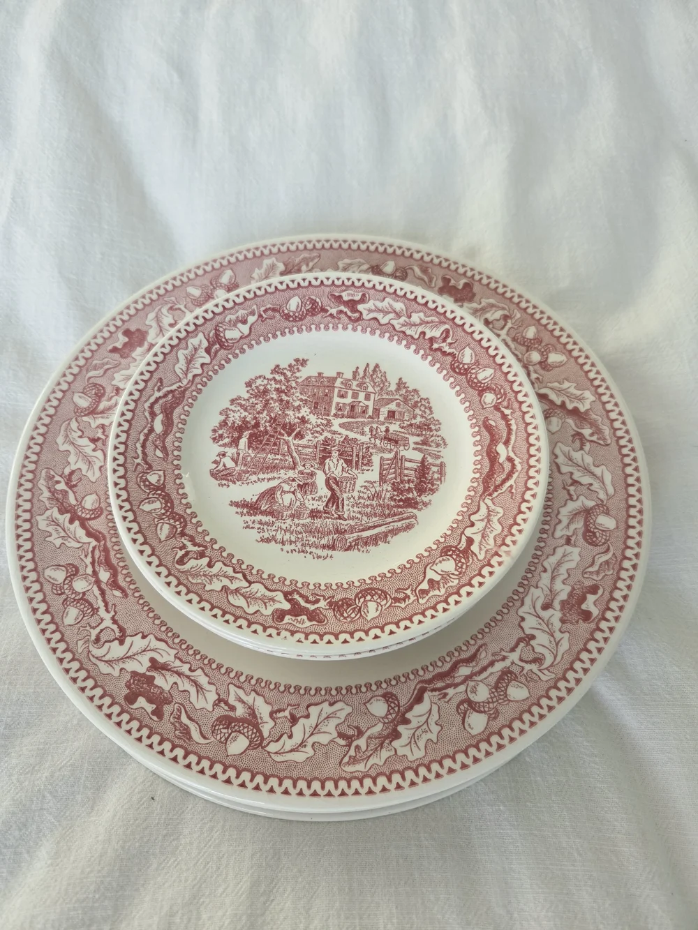8 Vintage Memory Lane, Made In USA, Pink and White Dishes